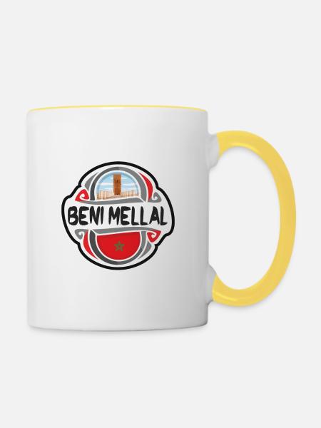 Beni Mellal Marokko Flagge Reise Souvenir Abzeichen Sta - Tasse zweifarbig - Weiß/Gelb