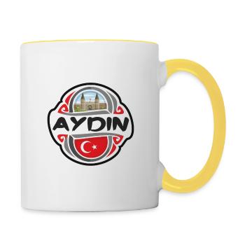 Aydin Türkei Flagge Abzeichen Reise Souvenir Stempel - Tasse zweifarbig - Weiß/Gelb - Rechts