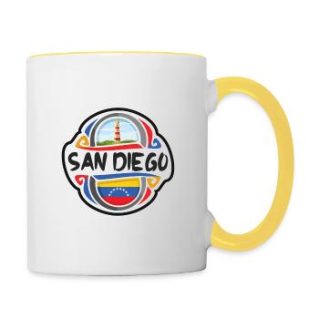 San Diego Venezuela Drapeau Voyage Souvenir Badge Sta - Mug contrasté - blanc/jaune - Droite
