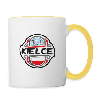 Kielce Pologne Drapeau Badge Voyage Souvenir Timbre - Mug contrasté - blanc/jaune - Droite