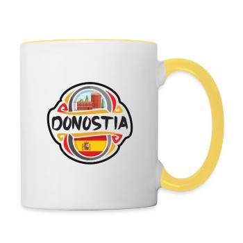 Donostia Spanien Flagge Abzeichen Reise Souvenir Briefmarke - Tasse zweifarbig - Weiß/Gelb - Rechts