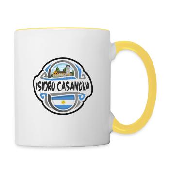 Isidro Casanova Argentina Flag Travel Souvenir Bad - Contrasting Mug - white/yellow - Right