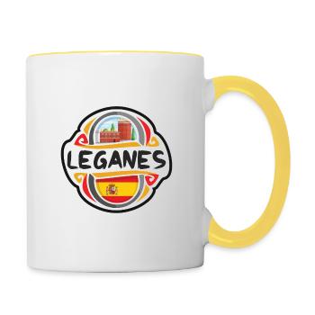 Leganes Spain Flag Badge Travel Souvenir Stamp - Contrasting Mug - white/yellow - Right
