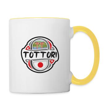 Tottori Japon Drapeau Badge Voyage Souvenir Timbre - Mug contrasté - blanc/jaune - Droite