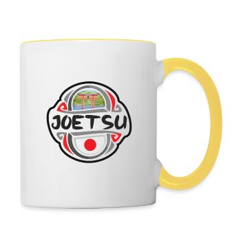 Joetsu Japon Drapeau Badge Voyage Souvenir Timbre - Mug contrasté - blanc/jaune - Droite