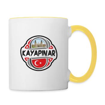 Kayapinar Turquie Drapeau Badge Voyage Souvenir Timbre - Mug contrasté - blanc/jaune - Droite