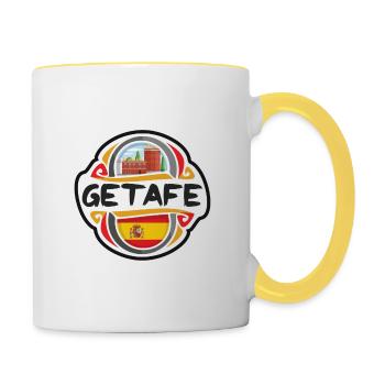 Getafe Espagne Drapeau Badge Voyage Souvenir Timbre - Mug contrasté - blanc/jaune - Droite