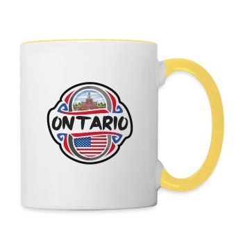 Ontario États-Unis Drapeau des États-Unis Souvenir de voyage Mauvais - Mug contrasté - blanc/jaune - Droite