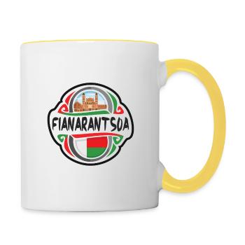 Fianarantsoa Madagascar Drapeau Voyage Souvenir Badge - Mug contrasté - blanc/jaune - Droite