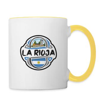 La Rioja Argentine Drapeau Voyage Souvenir Badge Stam - Mug contrasté - blanc/jaune - Droite