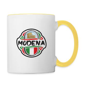 Modena Italien Flagge Abzeichen Reise Souvenir Stempel - Tasse zweifarbig - Weiß/Gelb - Rechts