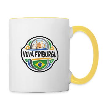 Nova Friburgo Brazil Flag Travel Souvenir Badge St - Contrasting Mug - white/yellow - Right