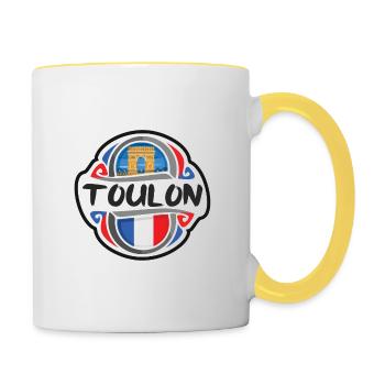 Toulon France Drapeau Badge Voyage Souvenir Timbre - Mug contrasté - blanc/jaune - Droite