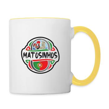 Matosinhos Portugal Flag Travel Souvenir Badge Sta - Contrasting Mug - white/yellow - Right