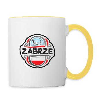 Zabrze Polen Flagge Abzeichen Reise Souvenir Stempel - Tasse zweifarbig - Weiß/Gelb - Rechts