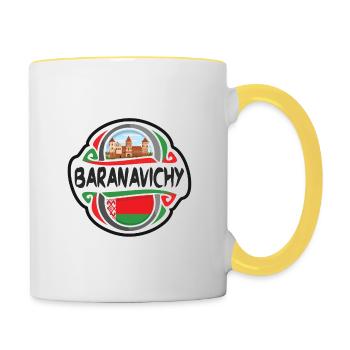 Baranavichy Belarus Flag Travel Souvenir Badge Sta - Contrasting Mug - white/yellow - Right