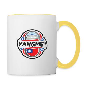 Yangmei Taiwan Flag Badge Souvenir de voyage Timbre souvenir - Mug contrasté - blanc/jaune - Droite