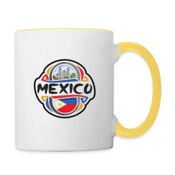 Mexiko Philippinen Flagge Reise Souvenir Abzeichen Stam - Tasse zweifarbig - Weiß/Gelb - Rechts