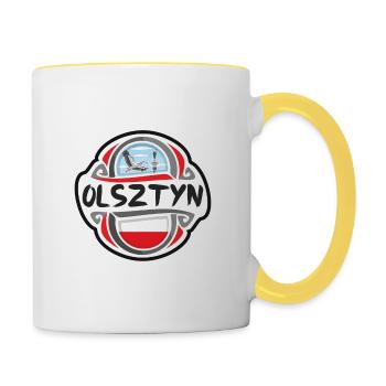 Olsztyn Poland Flag Badge Travel Souvenir Stamp - Contrasting Mug - white/yellow - Right