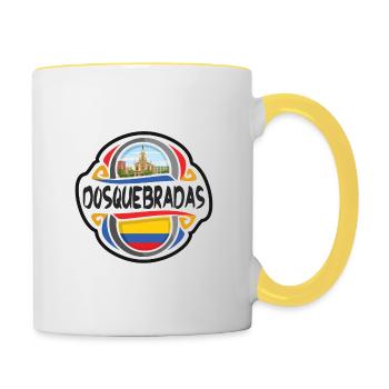 Dosquebradas Colombie Drapeau Voyage Souvenir Badge S - Mug contrasté - blanc/jaune - Droite