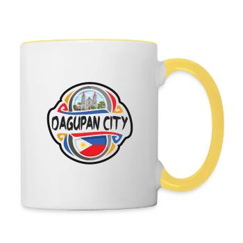Dagupan City Philippines Drapeau Souvenir de Voyage Badg - Mug contrasté - blanc/jaune - Droite