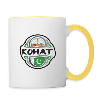Kohat Pakistan Drapeau Badge Voyage Souvenir Timbre - Mug contrasté - blanc/jaune - Droite