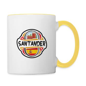 Santander Spanien Flagge Abzeichen Reise Souvenir Stempel - Tasse zweifarbig - Weiß/Gelb - Rechts
