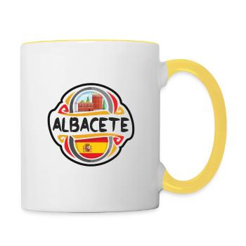 Albacete Espagne Drapeau Badge Voyage Souvenir Timbre - Mug contrasté - blanc/jaune - Droite