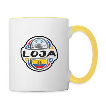 Loja Ecuador Flagge Abzeichen Reise Souvenir Stempel - Tasse zweifarbig - Weiß/Gelb - Rechts