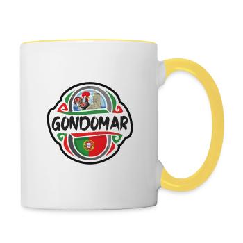 Gondomar Portugal Drapeau Badge Voyage Souvenir Timbre - Mug contrasté - blanc/jaune - Droite