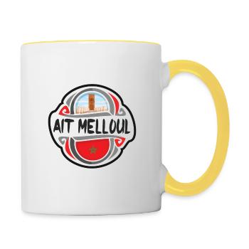 Ait Melloul Maroc Drapeau Voyage Souvenir Badge Sta - Mug contrasté - blanc/jaune - Droite