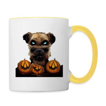 Border Terrier Halloween - Mug contrasté - blanc/jaune - Droite