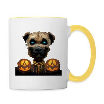 Halloween Border Terrier - Mug contrasté - blanc/jaune - Droite