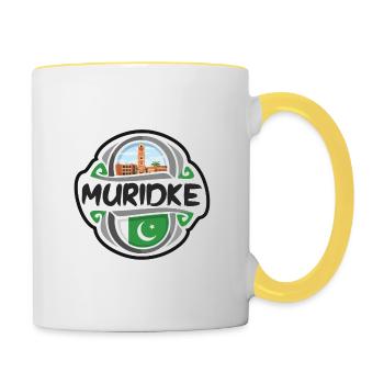 Muridke Pakistan Drapeau Badge Voyage Souvenir Timbre - Mug contrasté - blanc/jaune - Droite