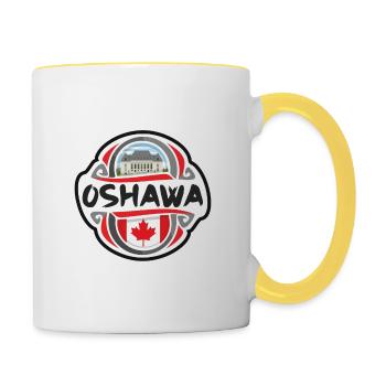 Oshawa Kanada Flagge Abzeichen Reise Souvenir Briefmarke - Tasse zweifarbig - Weiß/Gelb - Rechts