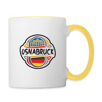 Osnabrück Deutschland Flaggenabzeichen Reise Souvenir Briefmarke - Tasse zweifarbig - Weiß/Gelb - Rechts