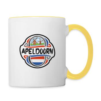 Apeldoorn Niederlande Flagge Reise Souvenir Badge S - Tasse zweifarbig - Weiß/Gelb - Rechts