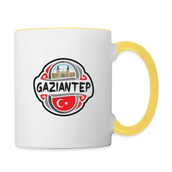 Gaziantep Turquie Drapeau Badge Voyage Souvenir Timbre - Mug contrasté - blanc/jaune - Droite