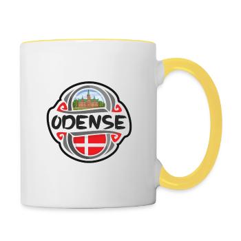 Odense Denmark Flag Badge Travel Souvenir Stamp - Contrasting Mug - white/yellow - Right