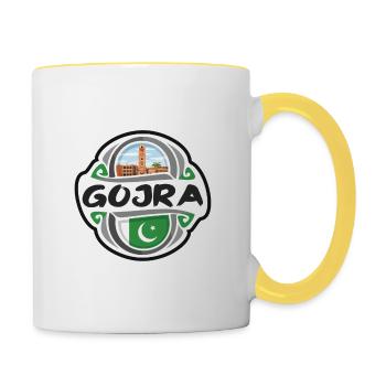 Gojra Pakistan Drapeau Badge Souvenir de Voyage Timbre - Mug contrasté - blanc/jaune - Droite