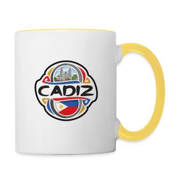 Cadiz Philippines Flag Badge Travel Souvenir Stamp - Contrasting Mug - white/yellow - Right