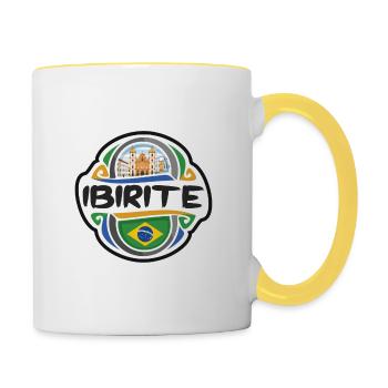 Ibirite Brésil Drapeau Badge Voyage Souvenir Timbre - Mug contrasté - blanc/jaune - Droite