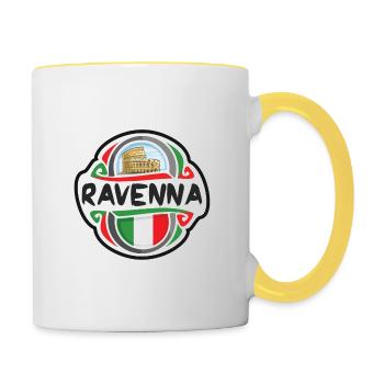 Ravenna Italien Flagge Abzeichen Reise Souvenir Stempel - Tasse zweifarbig - Weiß/Gelb - Rechts