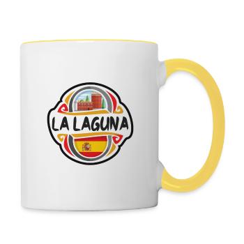 La Laguna Spanien Flagge Abzeichen Reise Souvenir Briefmarke - Tasse zweifarbig - Weiß/Gelb - Rechts