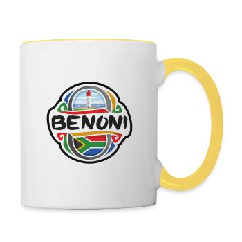 Benoni Südafrika Flagge Reise Souvenir Abzeichen Sta - Tasse zweifarbig - Weiß/Gelb - Rechts