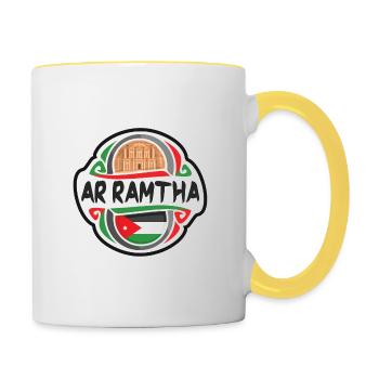Ar Ramtha Jordan Flagge Abzeichen Reise Souvenir Stempel - Tasse zweifarbig - Weiß/Gelb - Rechts