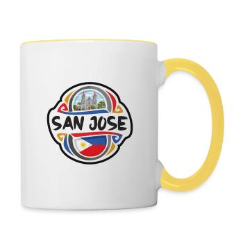 San Jose Philippines Drapeau Voyage Souvenir Badge St - Mug contrasté - blanc/jaune - Droite