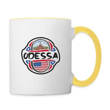 Odessa USA Drapeau des États-Unis Souvenir de voyage Badg - Mug contrasté - blanc/jaune - Droite