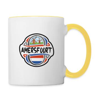 Amersfoort Niederlande Flagge Reise Souvenir Abzeichen - Tasse zweifarbig - Weiß/Gelb - Rechts