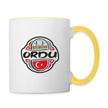 Ordu Türkei Flagge Abzeichen Reise Souvenir Stempel - Tasse zweifarbig - Weiß/Gelb - Rechts